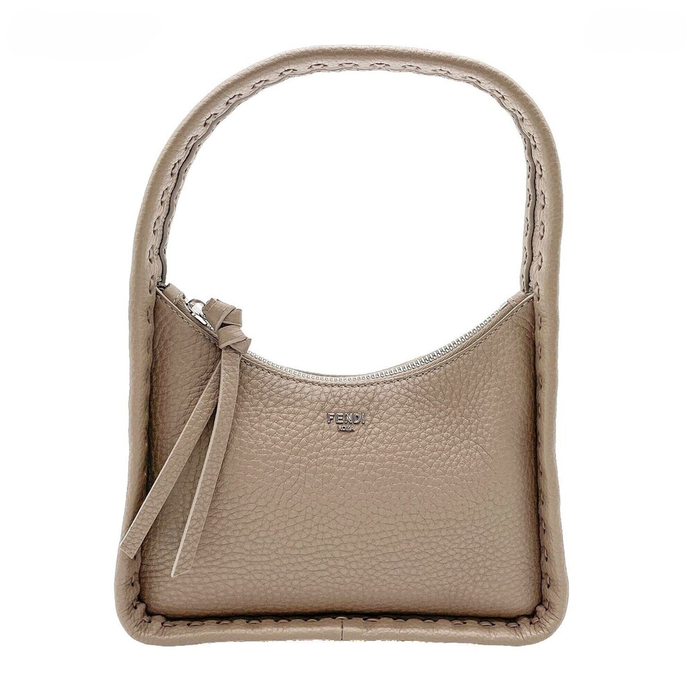 FENDI Fendi Fendessence Selleria Handbag Logo Stitch Leather Beige Women's